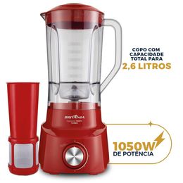 Liquidificador Britânia Diamante Vermelho 4 velocidades 1050W - Outlet