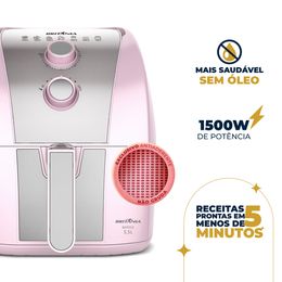 Air Fryer Rosa Britânia 5,5L Cesto Pinkstone 1500W BAFE53