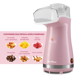 Pipoqueira Rosa Britânia Poplite Inox Sem Óleo BPI01RS